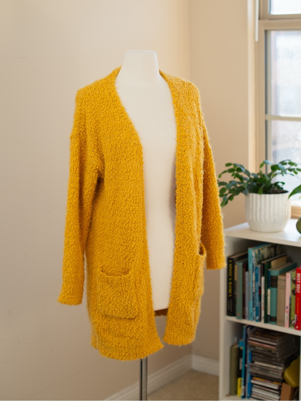 Love Tree Yellow Bouclé Open-Front Cardigan